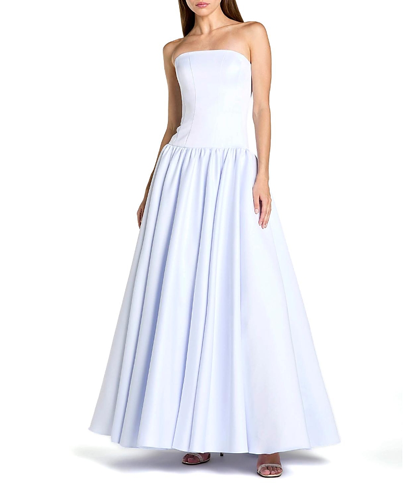 Mac Duggal Strapless Satin Dropwaist Gown