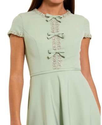  Crepe Midi Dress with Rhinestone Beading