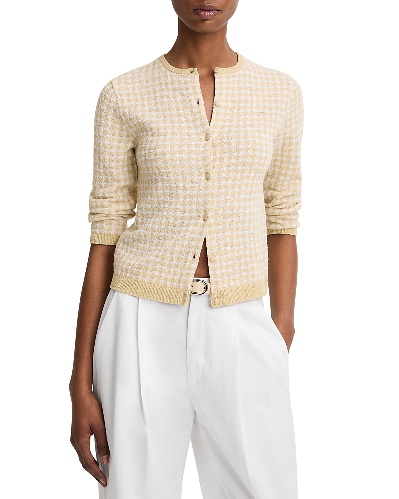 Vince Gingham Three Quarter Sleeve Cardigan