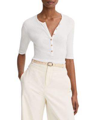 Ribbed Elbow Sleeve Henley 