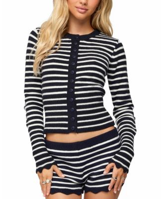 Soren Contrast Striped Knit Cardigan