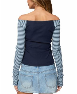 Rion Contrast Striped Off Shoulder Top