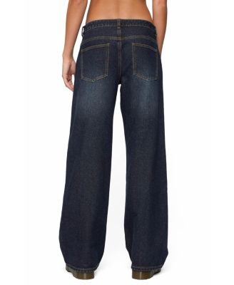  Raelynn Dark Rinse Washed Low Rise Baggy Jeans