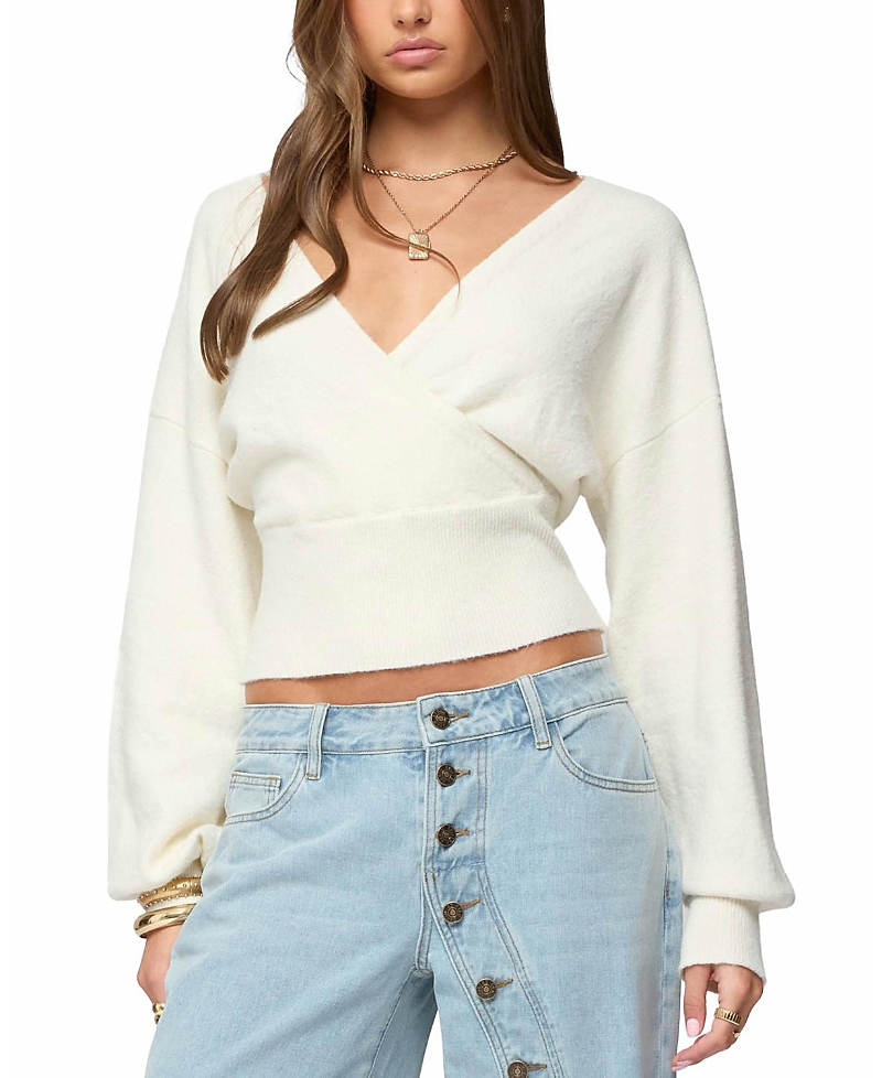 Edikted Lillia V Neck Wrap Sweater