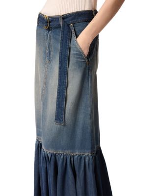 Guardiano Denim Ruffled Skirt