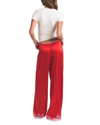 Silk Blend Lace Hem Pants