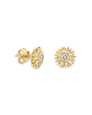 14K Yellow Gold The Solara Diamond Sunburst Stud Earrings