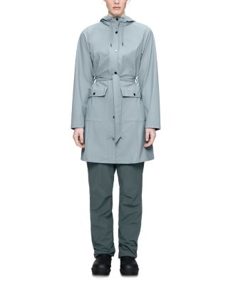 Curve Hooded Belted Waterproof Jacket