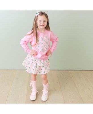 Girls' Ditsy Shamrock Patch St. Patrick's Day Sweatshirt - Big Kid