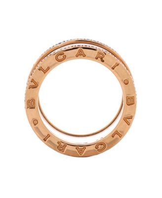  B.Zero1 Three Band Ring 18K Rose Gold and Ceramic with Diamonds