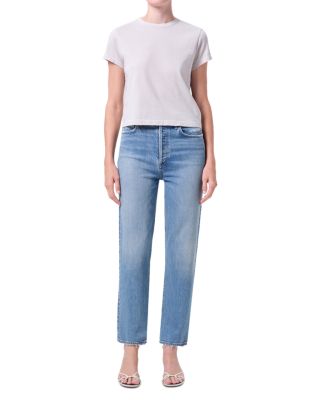 '90s Pinch Waist High Rise Straight Crop Jeans in Renew
