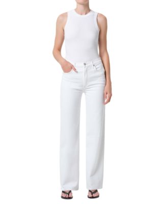 Harper Mid Rise Relaxed Straight Jeans in Whitewash