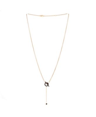 Finesse Lariat Pendant Necklace 18K Rose Gold and Black Spinels 18"