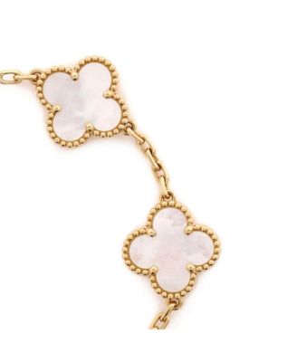  Vintage Alhambra 5 Motifs Bracelet 18K Gold and Mother of Pearl