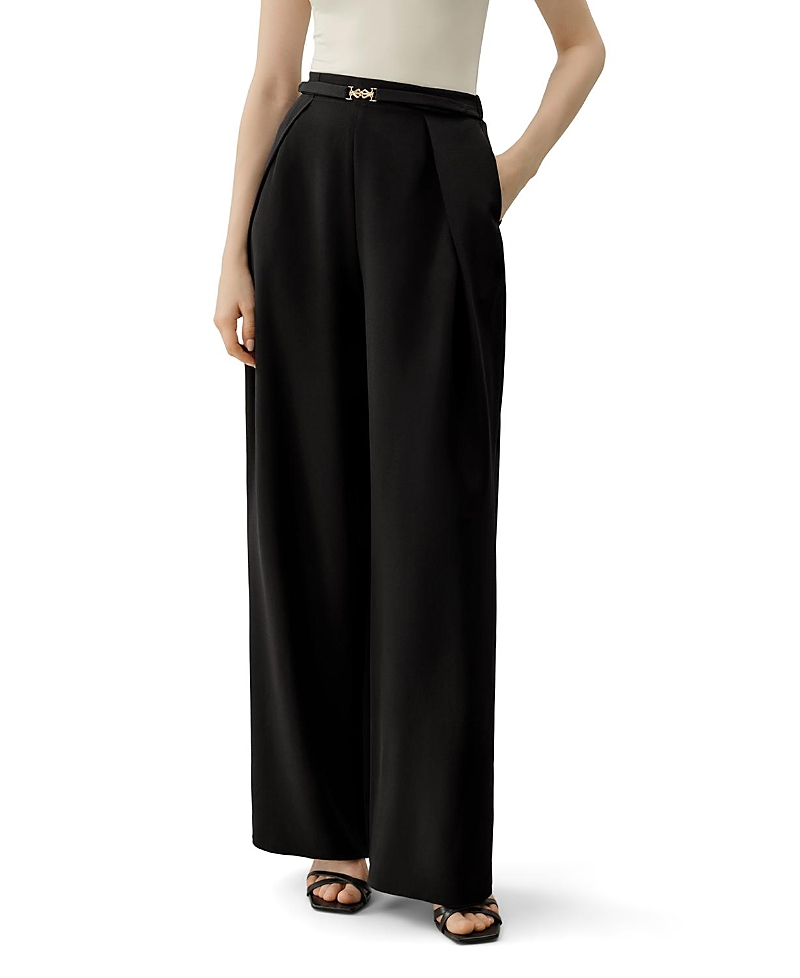 Lilysilk Stretch Heavy-Weight Crepe Wide-Leg Pant