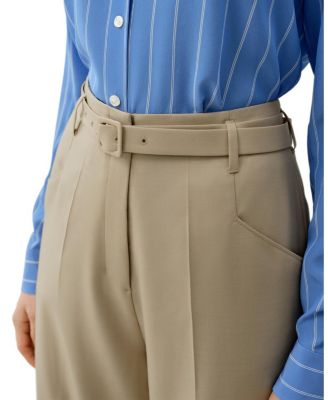  Silk Wool High-Waisted Wide-Leg Pant