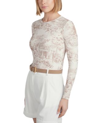 Embroidered Bird Print Top