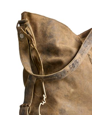 WTF Dallas Large Distressed Leather Tote Bag