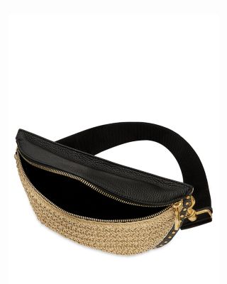 Darren Small Pebbled Leather & Raffia Sling Belt Bag
