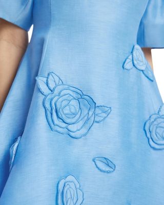 Simona Linen Blend Appliqu&eacute; Mini Dress