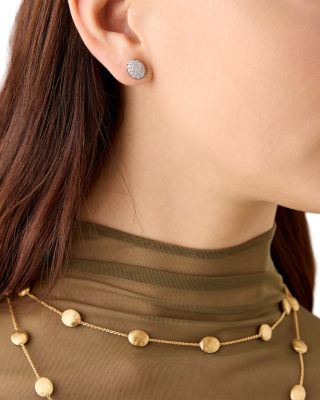 18K Yellow Gold Siviglia Diamond Oval Cluster Stud Earrings