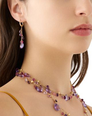 18K Yellow Paradise Multi Gemstone & Diamond Chain Drop Earrings