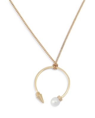 Hazel Imitation Pearl Spike Pendant Necklace, 26-28"