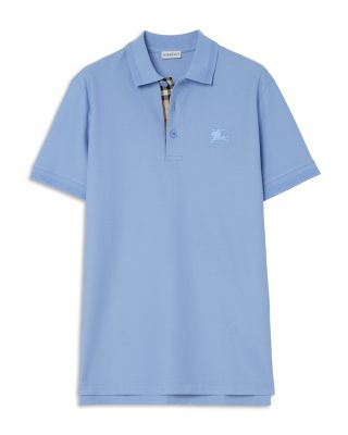 Eddie Cotton Piqu&eacute; Equestrian Knight Embroidered Slim Fit Check Placket Polo Shirt