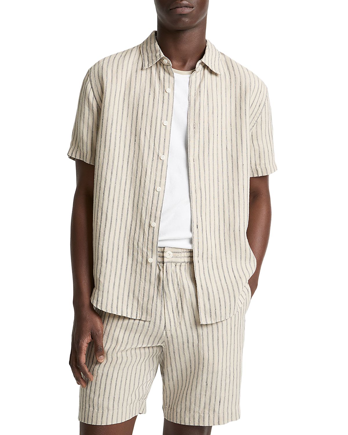 Vince Ballstone Striped Short Sleeve Shirt