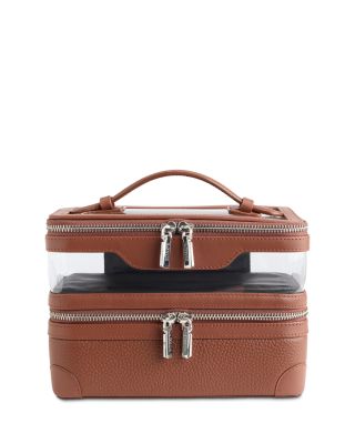 Double Decker Leather Cosmetic Bag