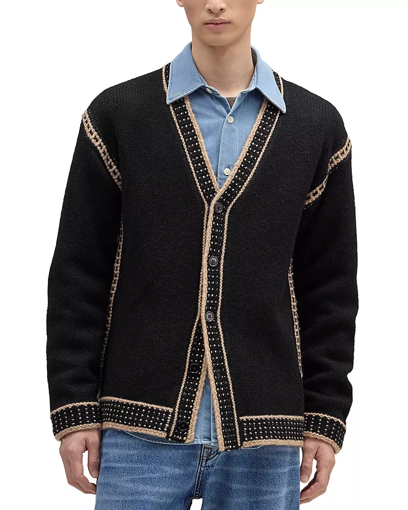 NN07 August Relaxed Fit Contrast Trim Cardigan