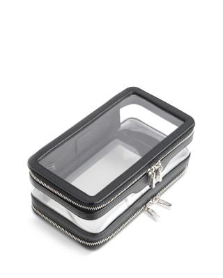 Leather Cosmetic Bag with Clear PVC Panel