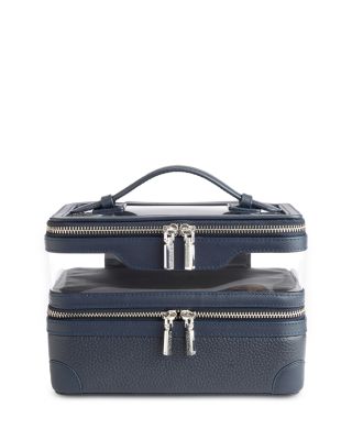 Double Decker Leather Cosmetic Bag