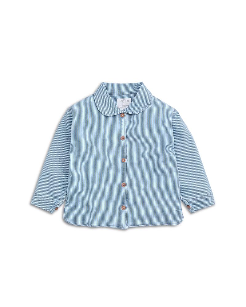 Mori Unisex Striped Denim Quilted Jacket - Baby In Blue
