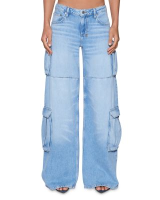 Dropout Low Rise Cargo Jeans in Denim