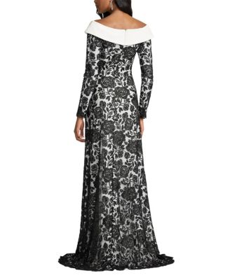  Melara Off-Shoulder Embroidered Crepe Gown