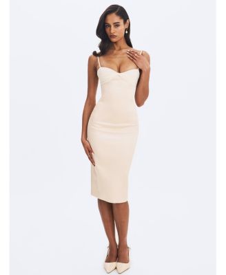  Gracie Ruched Satin Midi Dress