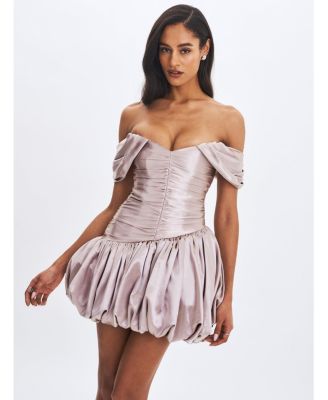  Milena Ruched Asymmetrical Bubble Mini Dress