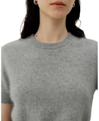  Brushed Cashmere Short-Sleeve Sweater