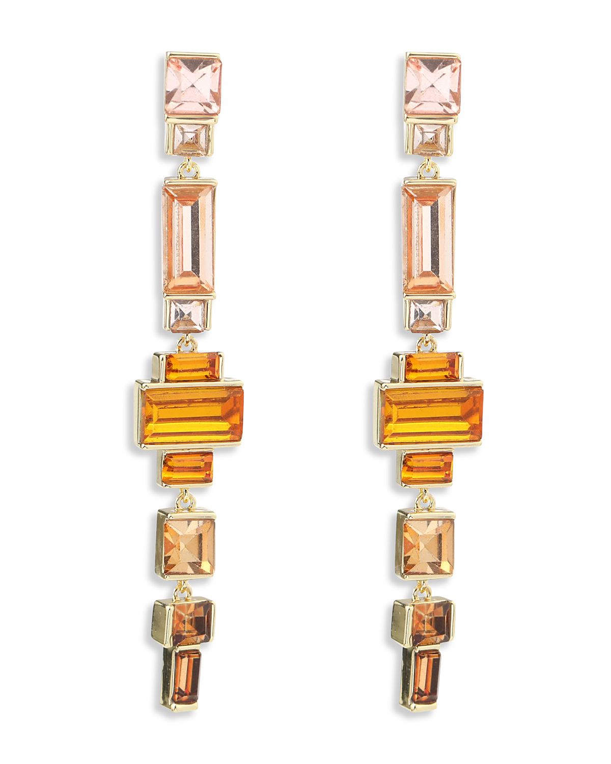 Aqua Cubic Zirconia Geometric Linear Drop Earrings - Exclusive