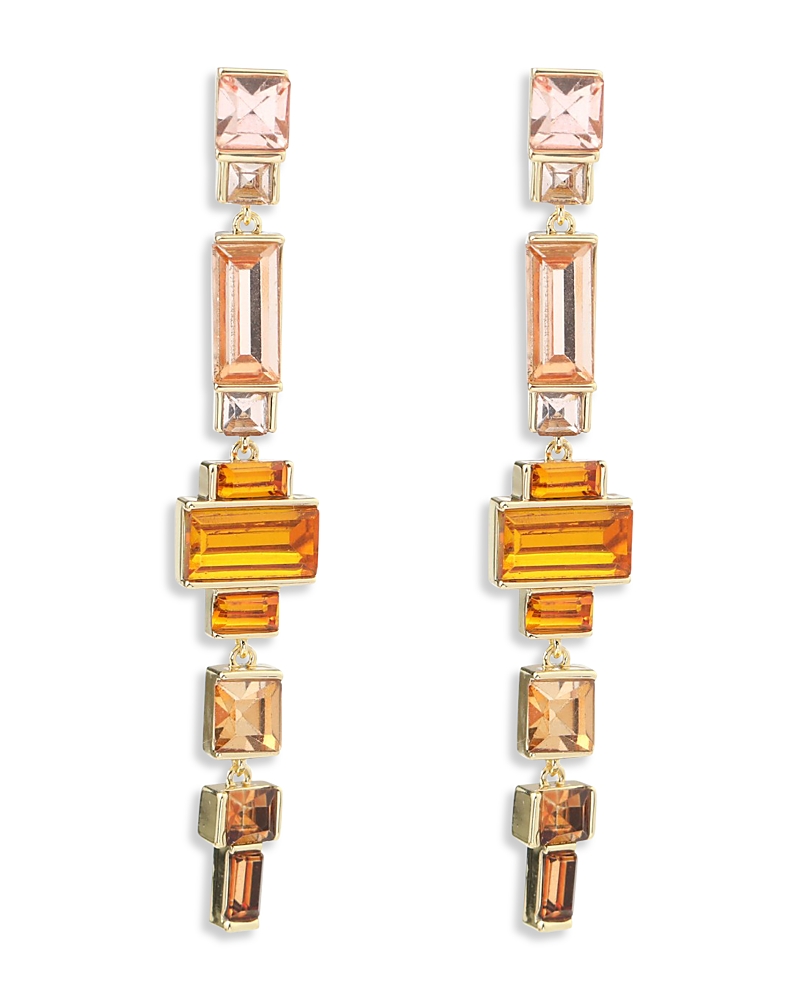 Aqua Cubic Zirconia Geometric Linear Drop Earrings - Exclusive