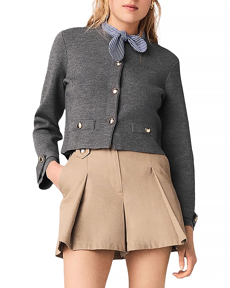 Maje Removable Striped Collar Cardigan