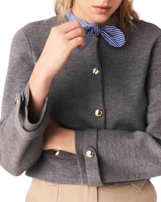 Removable Striped Collar Cardigan