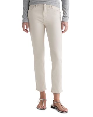 Mari Mid Rise Slim Straight Crop Jeans in Pumice