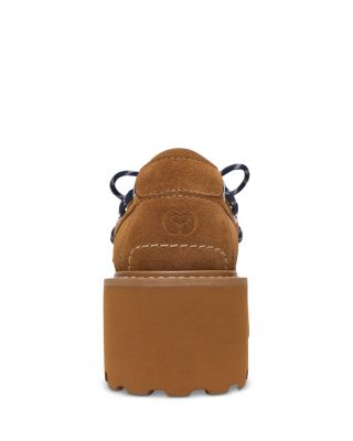 Women's Suede Platform Boat Shoe Loafers