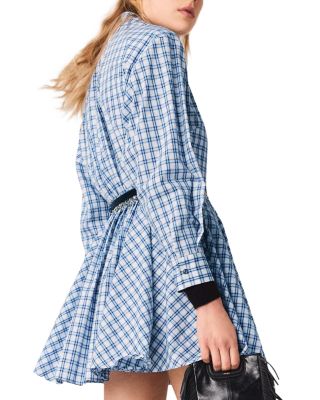 Rhinestone Trim Cotton Shirt Dress