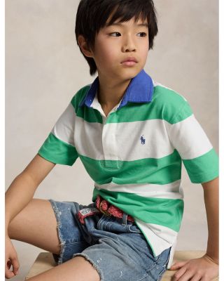 Boys' Striped Cotton Short Sleeved Rugby Shirt - Big Kid