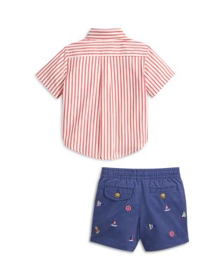 Boys' Striped Poplin Shirt & Embroidered Shorts Set - Baby