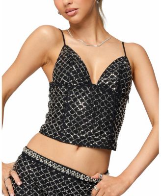 Jenny Beaded Mesh Boned Top