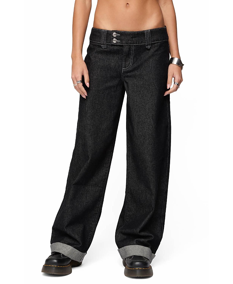Edikted Cuffed Low Rise Straight Leg Jeans